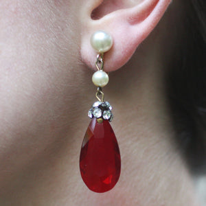 Ruby, pearl & diamante Hattie Carnegie earrings